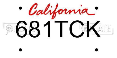 681TCK California License Plate
