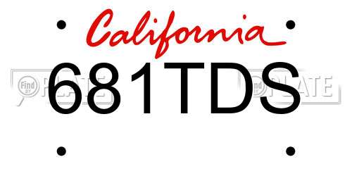 681TDS California License Plate