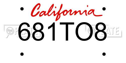 681TO8 California License Plate