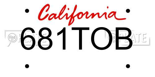 681TOB California License Plate