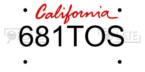 681TOS California License Plate
