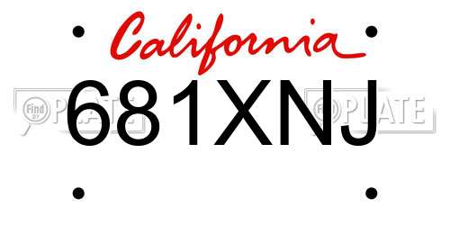 681XNJ California License Plate