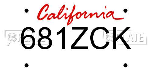681ZCK California License Plate