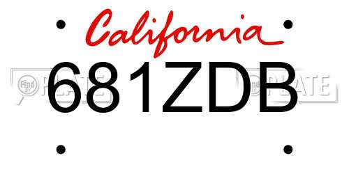 681ZDB California License Plate