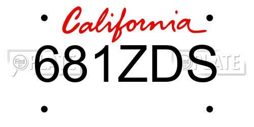 681ZDS California License Plate