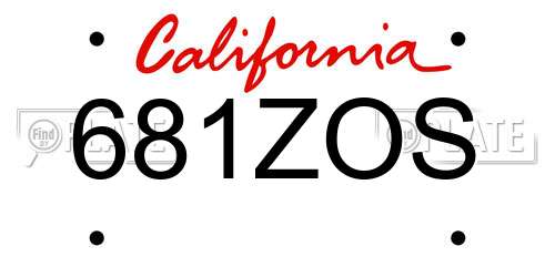 681ZOS California License Plate