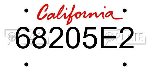68205E2 California License Plate