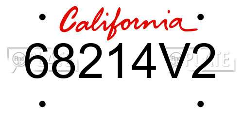 68214V2 California License Plate
