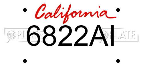 6822AI California License Plate