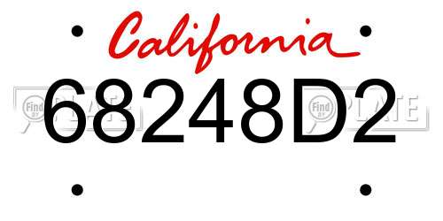 68248D2 California License Plate