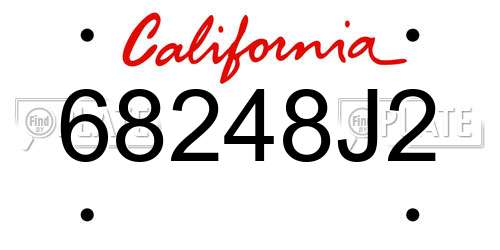 68248J2 California License Plate