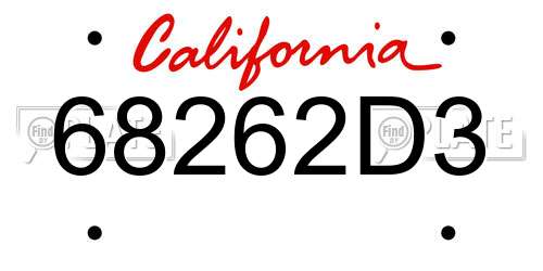68262D3 California License Plate
