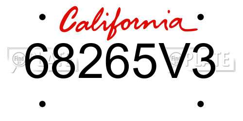 68265V3 California License Plate