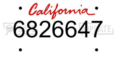 6826647 California License Plate