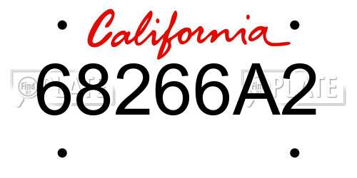 68266A2 California License Plate