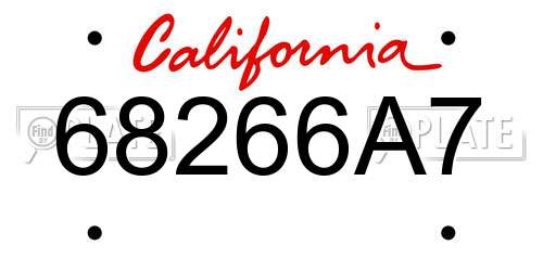 68266A7 California License Plate