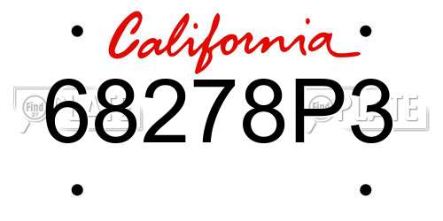 68278P3 California License Plate