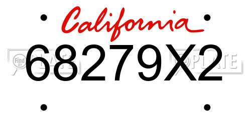 68279X2 California License Plate