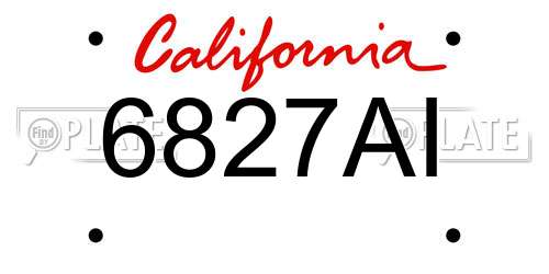 6827AI California License Plate