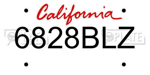 6828BLZ California License Plate