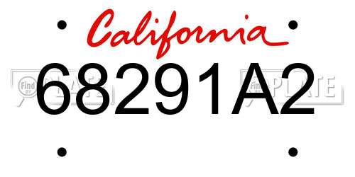 68291A2 California License Plate