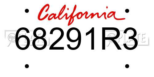 68291R3 California License Plate
