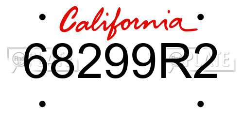 68299R2 California License Plate