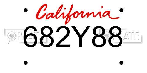 682Y88 California License Plate