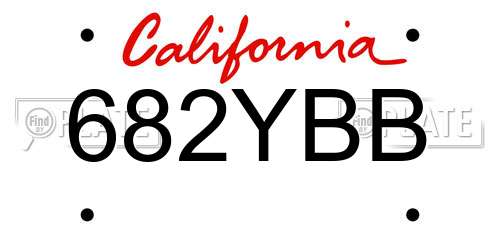 682YBB California License Plate