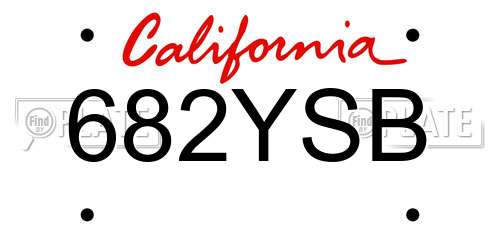 682YSB California License Plate