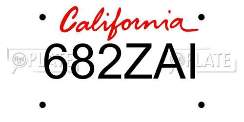 682ZAI California License Plate