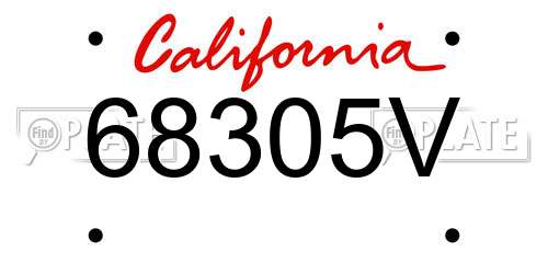 68305V California License Plate