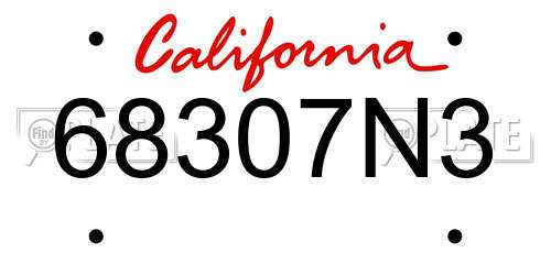 68307N3 California License Plate