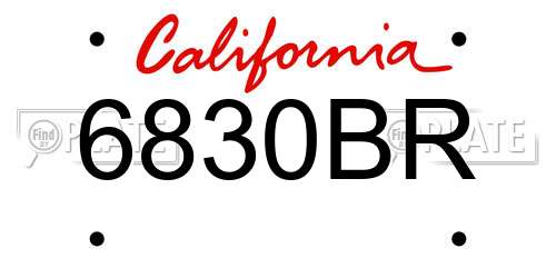 6830BR California License Plate
