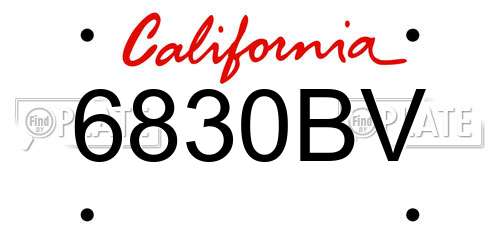 6830BV California License Plate