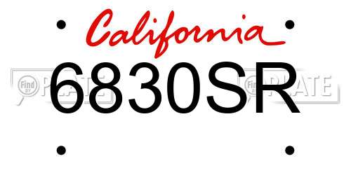 6830SR California License Plate