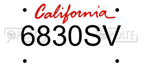 6830SV California License Plate