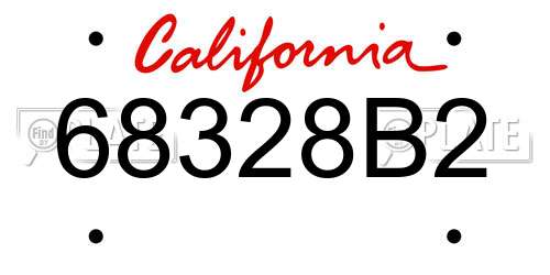 68328B2 California License Plate