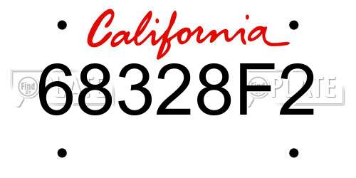68328F2 California License Plate