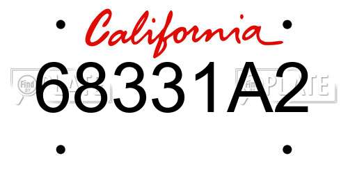 68331A2 California License Plate