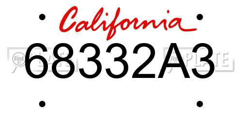 68332A3 California License Plate