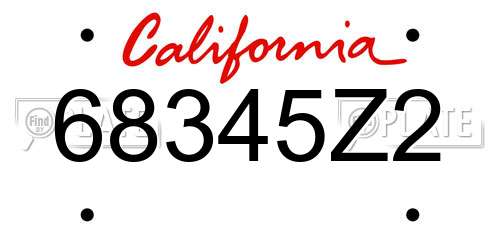 68345Z2 California License Plate