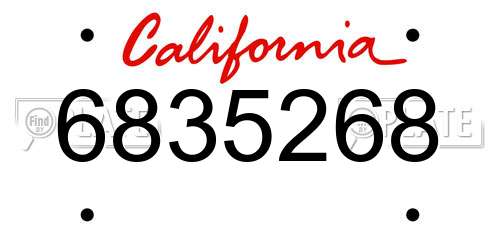 6835268 California License Plate