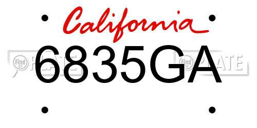 6835GA California License Plate