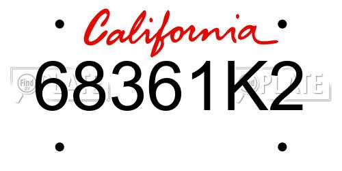 68361K2 California License Plate