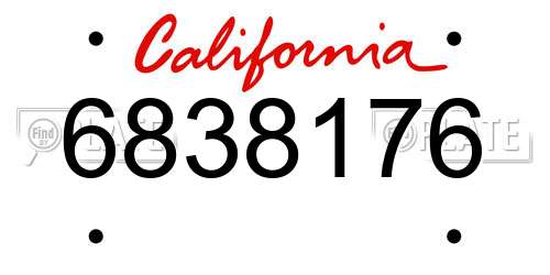 6838176 California License Plate