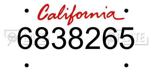 6838265 California License Plate