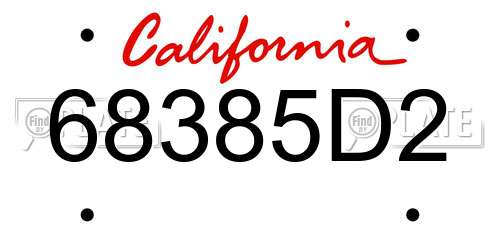 68385D2 California License Plate