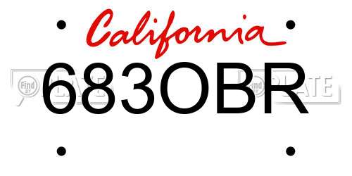 683OBR California License Plate