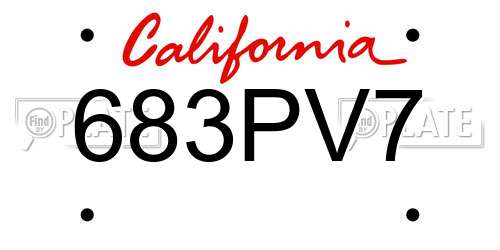 683PV7 California License Plate